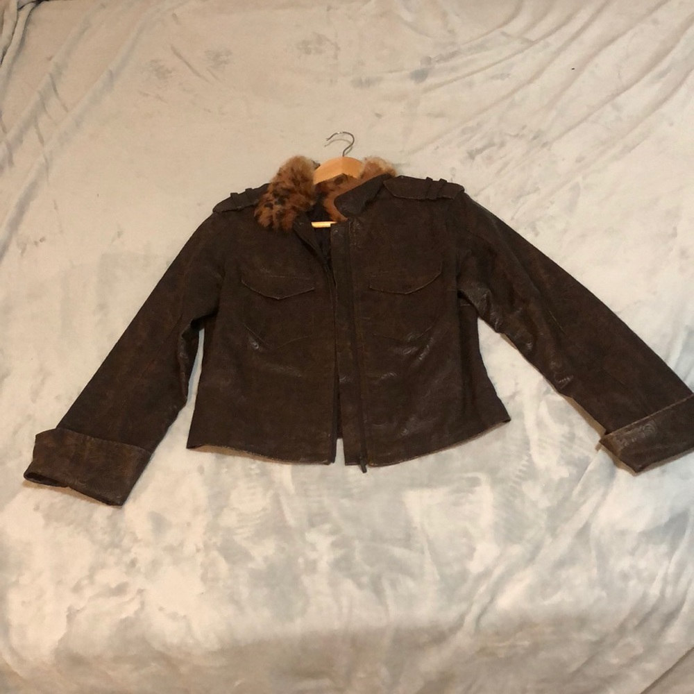 Real leather brown Jacket.